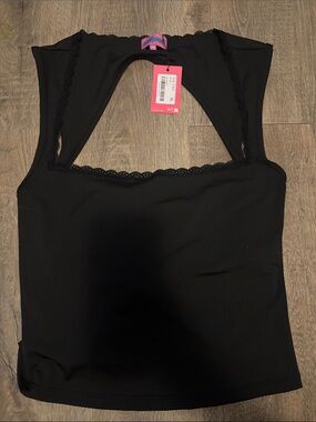 Edikted Black Lace Trim Crop Top